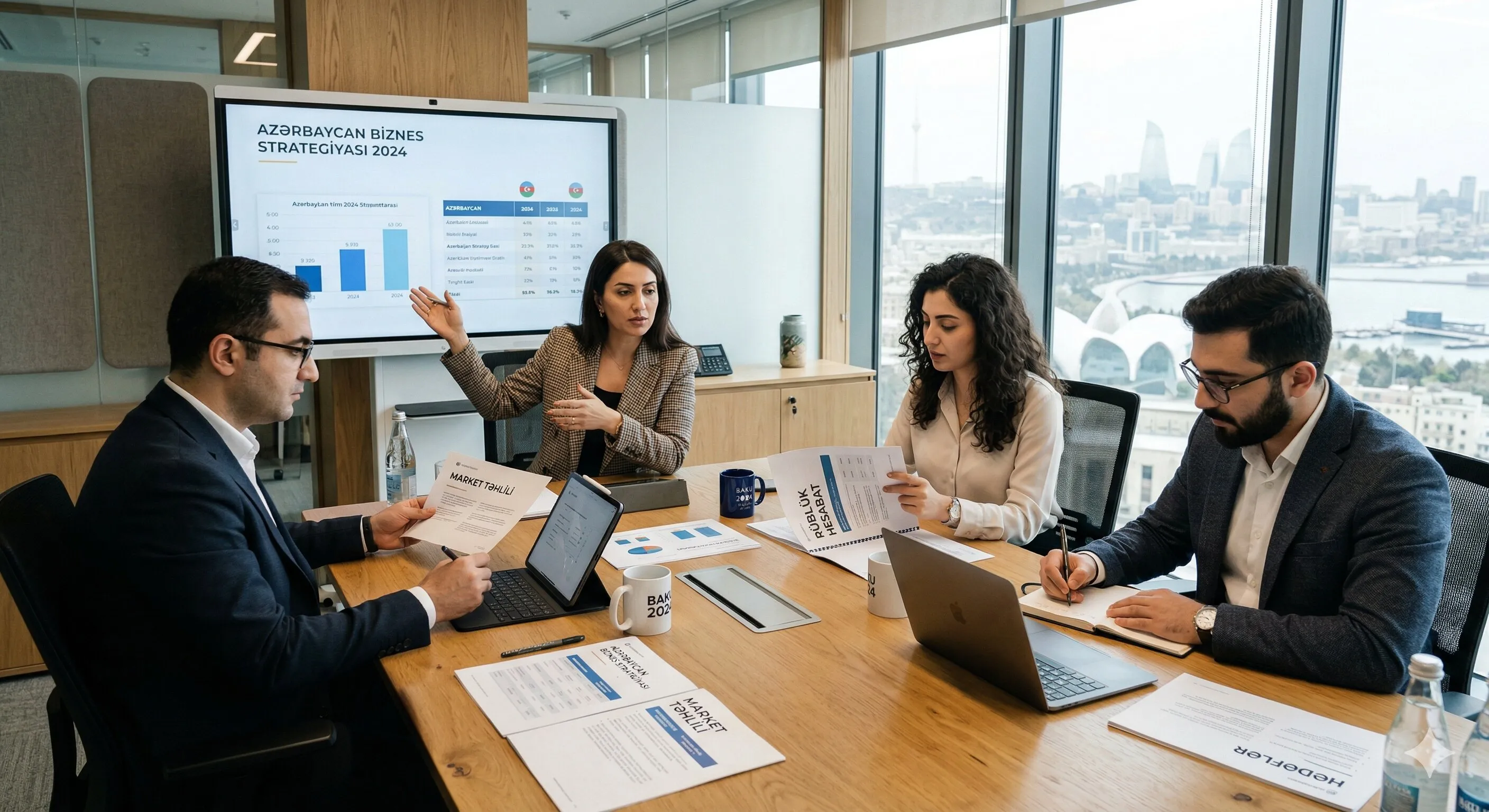 Lövhə qarşısında komanda beyin fırtınası