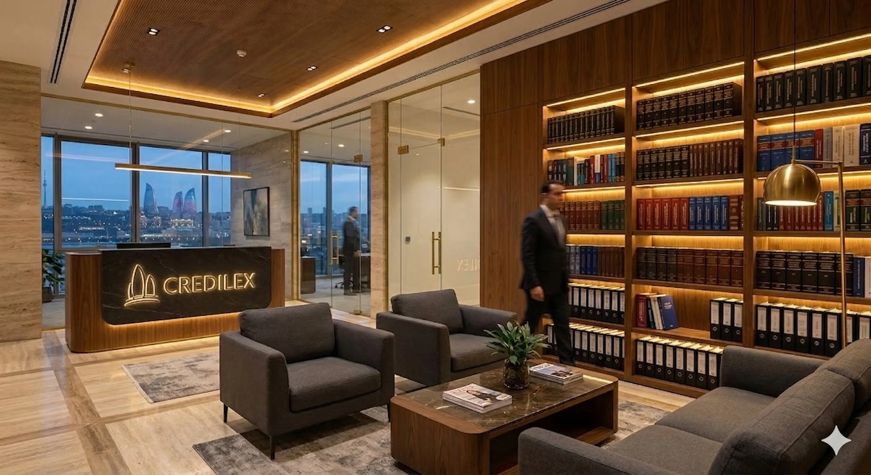 Müasir açıq planlı ofis interyeri